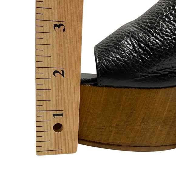 Christian Di Riccio Platform Slides, Wooden Soles, Black Leather Upper - Picture 10 of 12